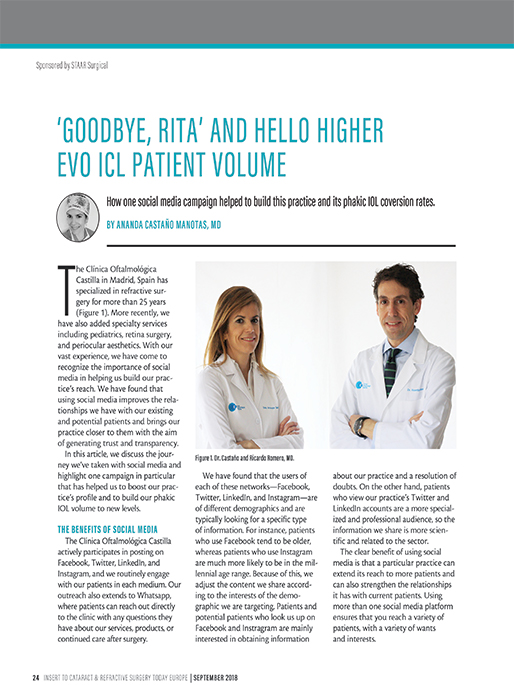 ‘GoodBye, Rita’ and Hello Higher EVO ICL Patient Volume