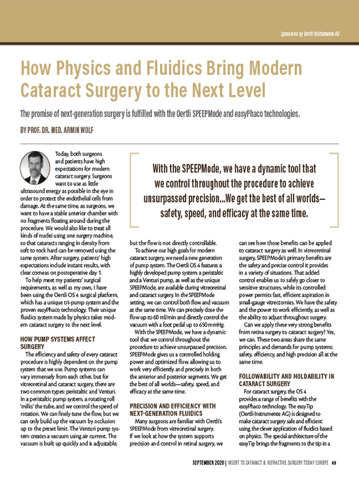 How Physics and Fluidics Bring Modern Cataract Surgery to the Next Level