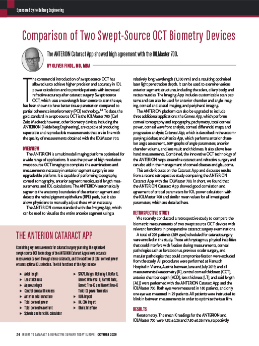 Comparison of Two Swept-Source OCT Biometry Devices
